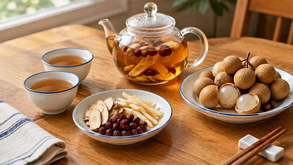 生脈茶配鮮龍眼