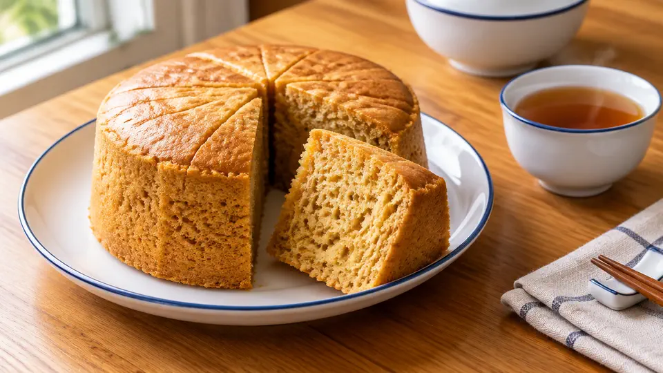 Steamed brown sugar and ginger Malay sponge cake