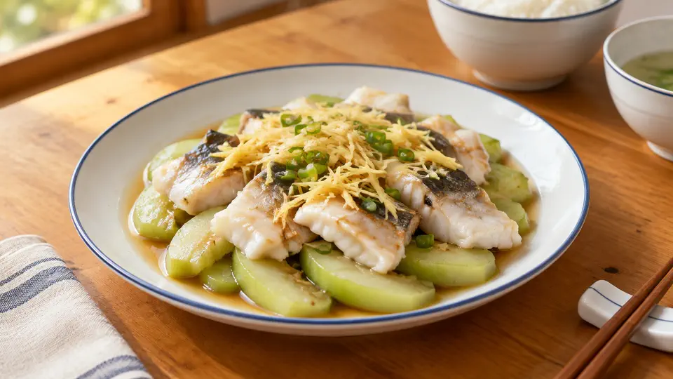 Steamed fish belly with silk gourd