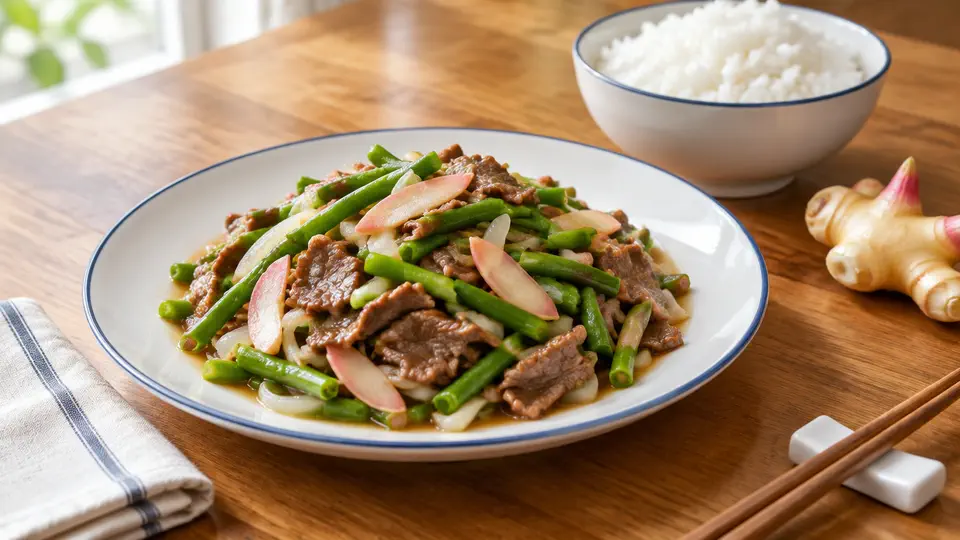 子薑豆角炒牛肉