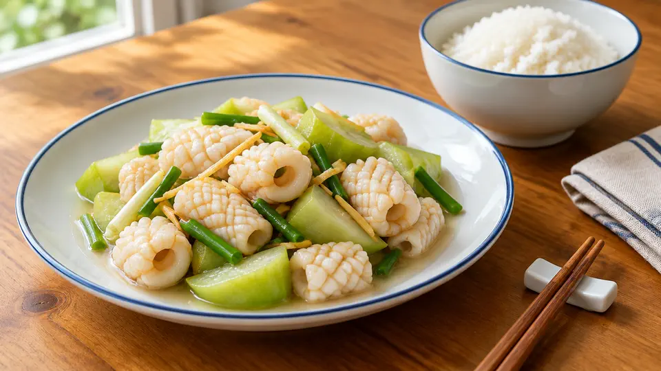 絲瓜炒鮮魷飯