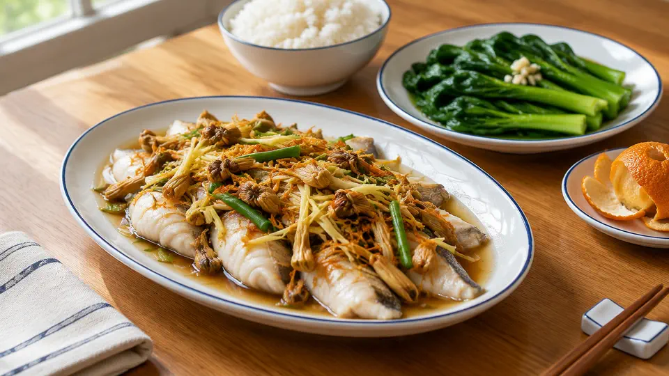 陳皮金針蒸鯇魚腩