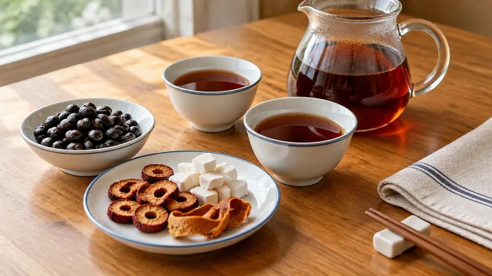 炒黑豆山楂茯苓茶